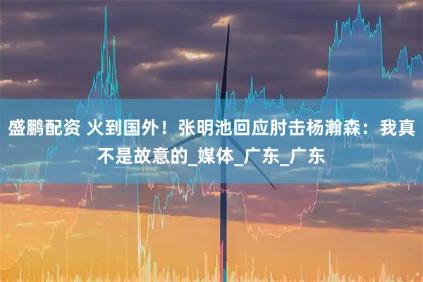 盛鹏配资 火到国外！张明池回应肘击杨瀚森：我真不是故意的_媒体_广东_广东